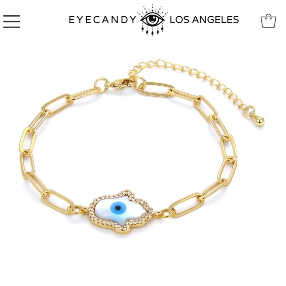 New Arm Candy Fatima Chain Link Bracelet in Gold - Picture 6 of 8